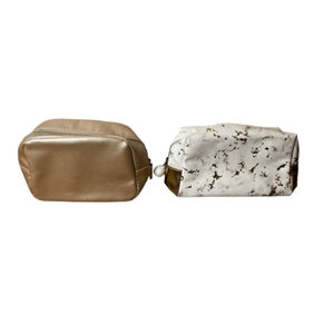 Set of 2 Lancome Gold and White Cosmetic Bags